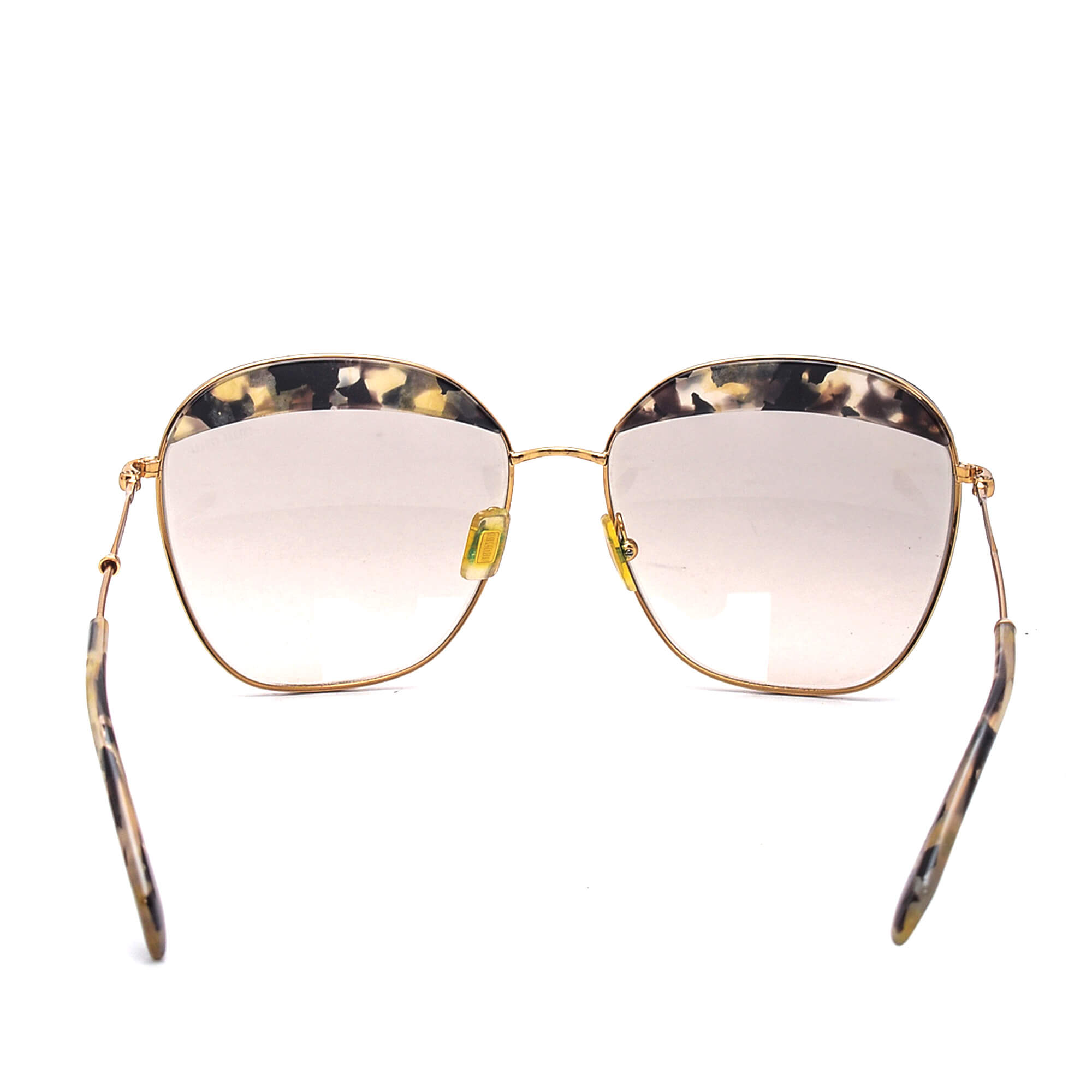 Miu Miu - Gold Square Marble Brown Noir Sunglasses 